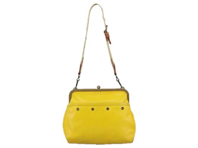 Borsa a spalla Miu Miu in pelle tela gialla beige Auth 108027 Giallo - vista 2