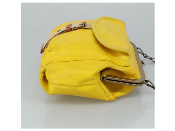 Borsa a spalla Miu Miu in pelle tela gialla beige Auth 108027 Giallo - vista 3