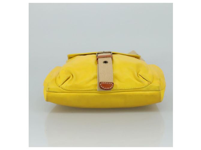 Borsa a spalla Miu Miu in pelle tela gialla beige Auth 108027 Giallo - vista 5