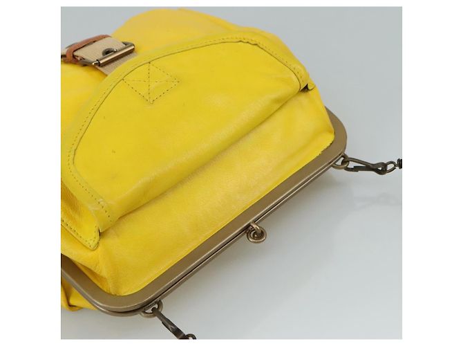 Borsa a spalla Miu Miu in pelle tela gialla beige Auth 108027 Giallo - vista 6