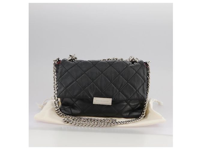 Autre Marque Borsa a mano in pelle Stella MacCartney con catena 2 in 1 nera argento autentica mr934 Nero - vista 12
