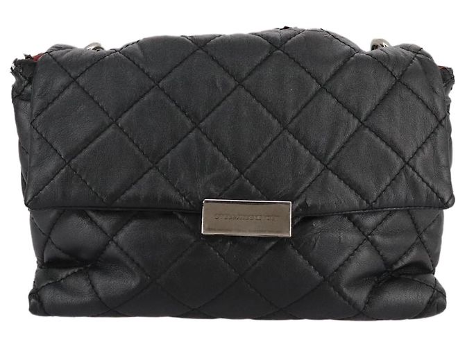 Autre Marque Borsa a mano in pelle Stella MacCartney con catena 2 in 1 nera argento autentica mr934 Nero - vista 13