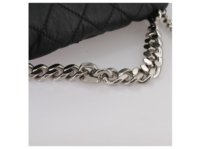 Autre Marque Borsa a mano in pelle Stella MacCartney con catena 2 in 1 nera argento autentica mr934 Nero - vista 14