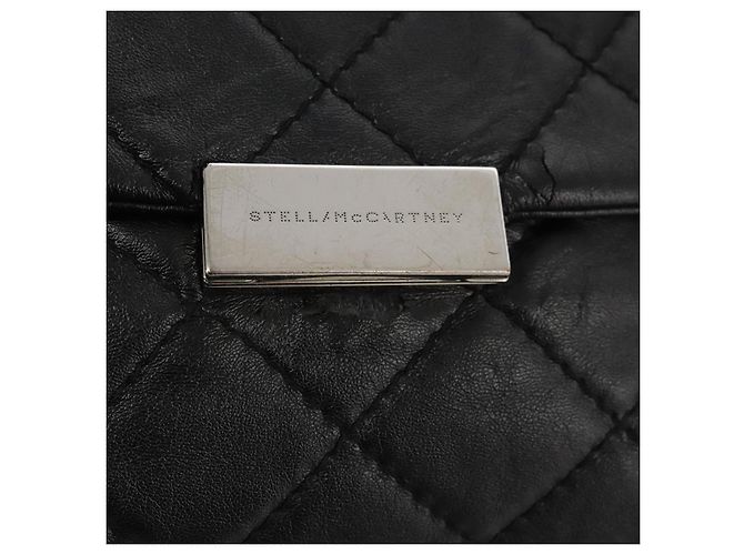 Autre Marque Borsa a mano in pelle Stella MacCartney con catena 2 in 1 nera argento autentica mr934 Nero - vista 21