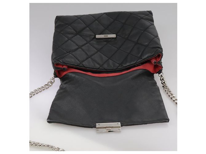 Autre Marque Borsa a mano in pelle Stella MacCartney con catena 2 in 1 nera argento autentica mr934 Nero - vista 22