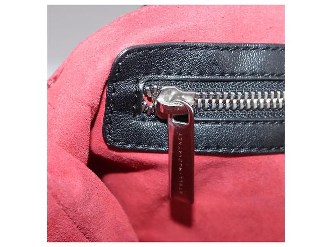 Autre Marque Borsa a mano in pelle Stella MacCartney con catena 2 in 1 nera argento autentica mr934 Nero - vista 26