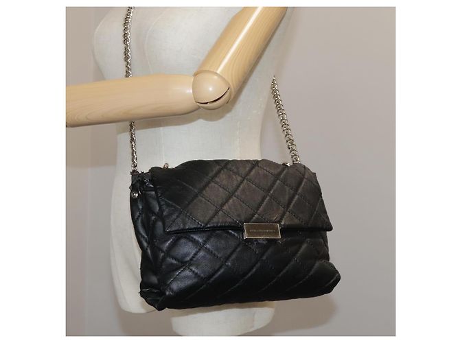 Autre Marque Borsa a mano in pelle Stella MacCartney con catena 2 in 1 nera argento autentica mr934 Nero - vista 29