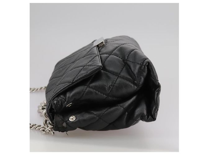 Autre Marque Borsa a mano in pelle Stella MacCartney con catena 2 in 1 nera argento autentica mr934 Nero - vista 3