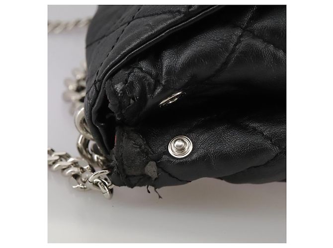 Autre Marque Borsa a mano in pelle Stella MacCartney con catena 2 in 1 nera argento autentica mr934 Nero - vista 4