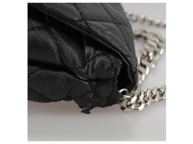Autre Marque Borsa a mano in pelle Stella MacCartney con catena 2 in 1 nera argento autentica mr934 Nero - vista 6