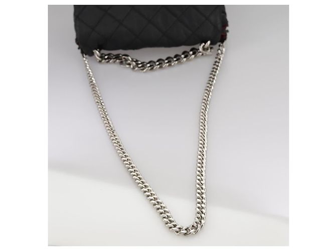 Autre Marque Borsa a mano in pelle Stella MacCartney con catena 2 in 1 nera argento autentica mr934 Nero - vista 9