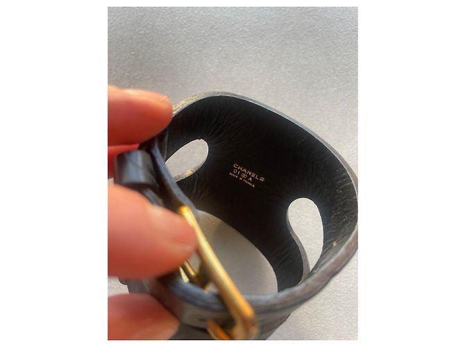 Bracciale Manchette Chanel Pelle Nera Nero - vista 2