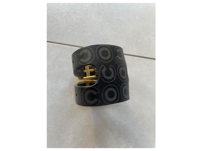 Bracciale Manchette Chanel Pelle Nera Nero - vista 3