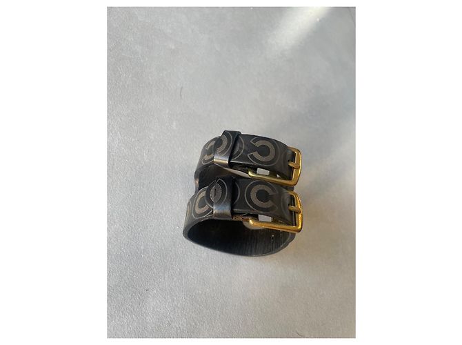 Bracciale Manchette Chanel Pelle Nera Nero - vista 4