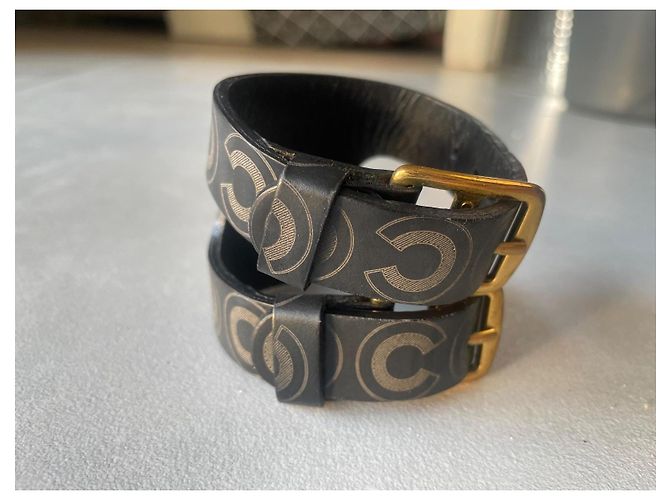 Bracciale Manchette Chanel Pelle Nera Nero - vista 5