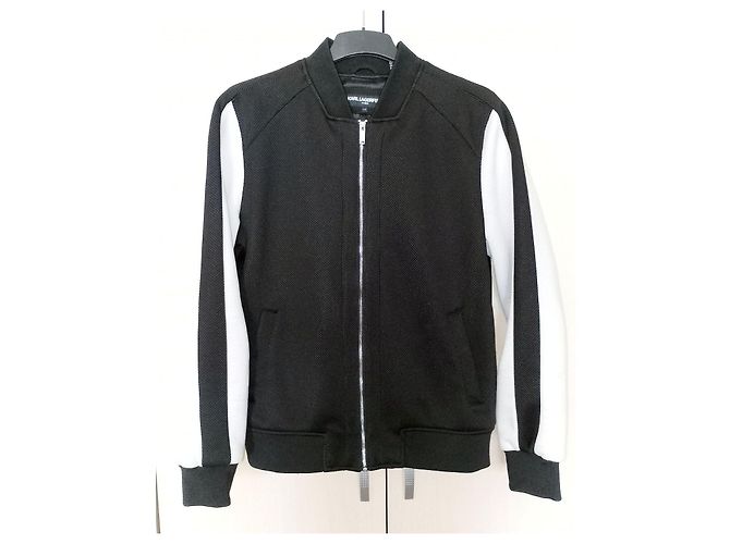 Karl Lagerfeld Giacca bomber zip nera e bianca Nero Bianco - vista 2