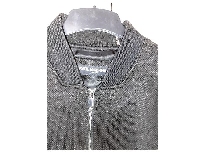 Karl Lagerfeld Giacca bomber zip nera e bianca Nero Bianco - vista 4
