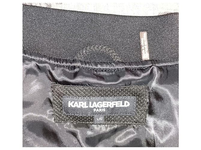 Karl Lagerfeld Giacca bomber zip nera e bianca Nero Bianco - vista 6