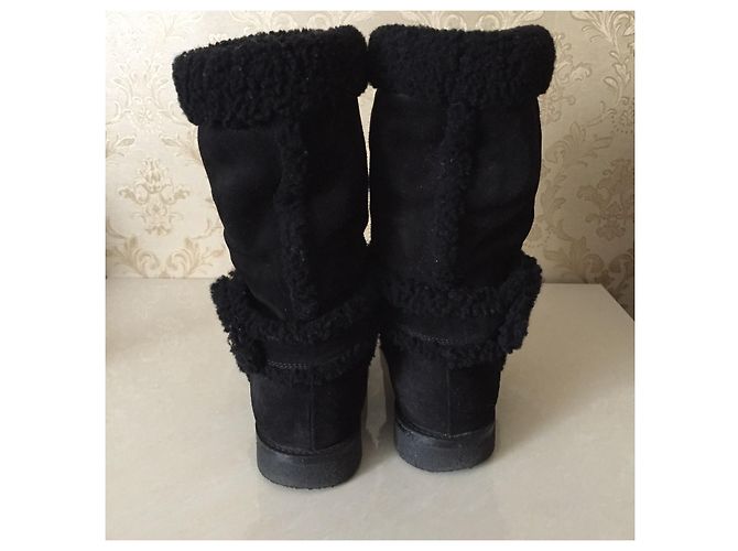 Stivali Louis Vuitton in pelle e pelliccia neri Nero - vista 11