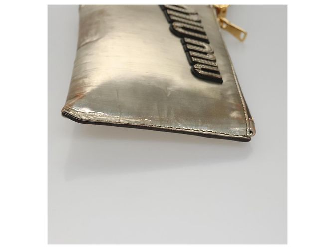 Borsa Clutch Miu Miu Smalto Oro Auth 107847 D'oro - vista 3