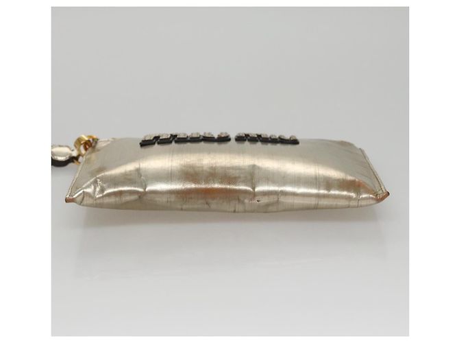 Borsa Clutch Miu Miu Smalto Oro Auth 107847 D'oro - vista 5