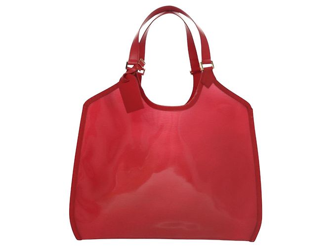 LOUIS VUITTON Epi Plage Via Borsa a Mano Vinile Rosso Grenadine M92152 LV Auth bs20812 - vista 13