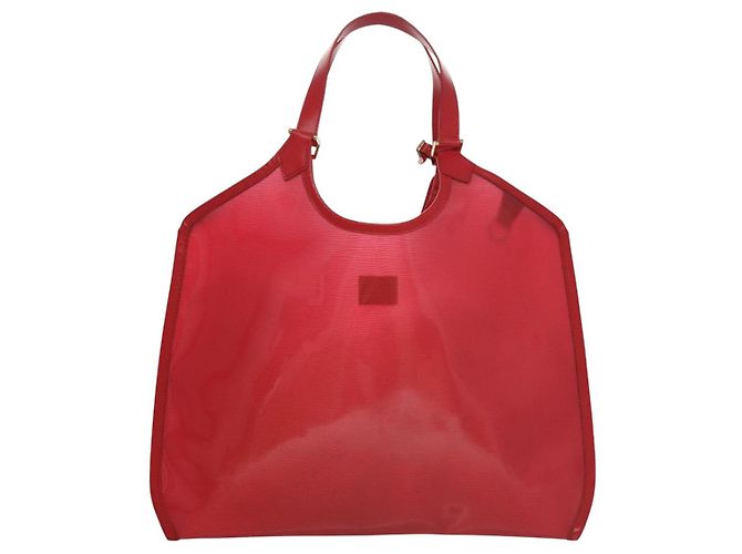 LOUIS VUITTON Epi Plage Via Borsa a Mano Vinile Rosso Grenadine M92152 LV Auth bs20812 - vista 2
