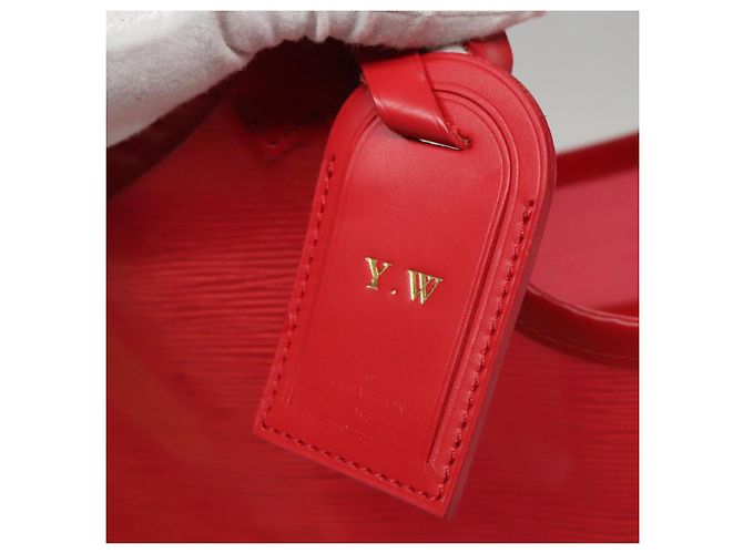 LOUIS VUITTON Epi Plage Via Borsa a Mano Vinile Rosso Grenadine M92152 LV Auth bs20812 - vista 9