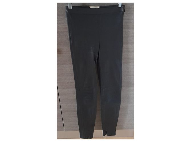 Leggings Saint Laurent de cuero de cordero negro - vista 8