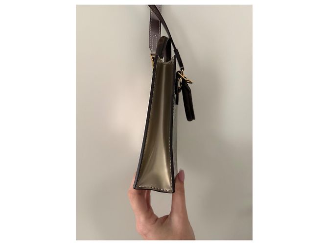 Borsa piatta Louis Vuitton Monogramma e Pelle Verniciata Marrone Argento Multicolore D'oro Metallico Bronzo Marrone chiaro Caramello Marrone scuro Gold hardware Cammello - vista 5