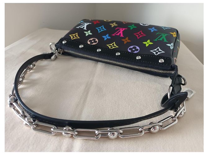 2025 Louis Vuitton x TM Pochette Accessoires Takashi Murakami Nero Multicolore - vista 12