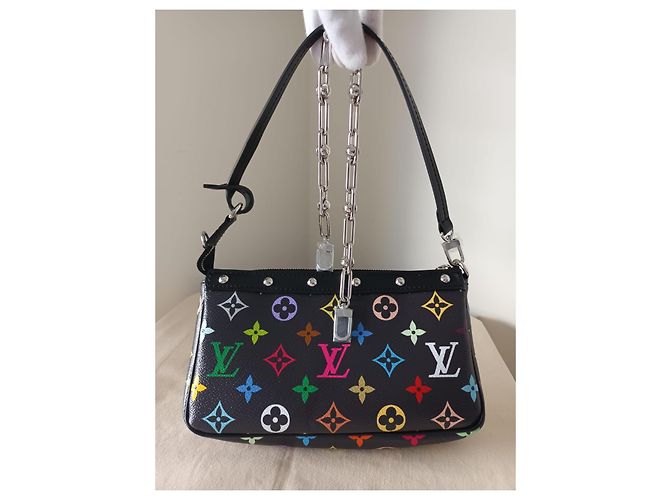 2025 Louis Vuitton x TM Pochette Accessoires Takashi Murakami Nero Multicolore - vista 4