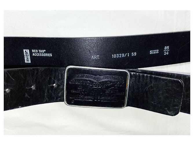 Levi's® Red Tab™ Original Reveted Black Cowhide Leather Belt, Black Metal Buckle - view 2