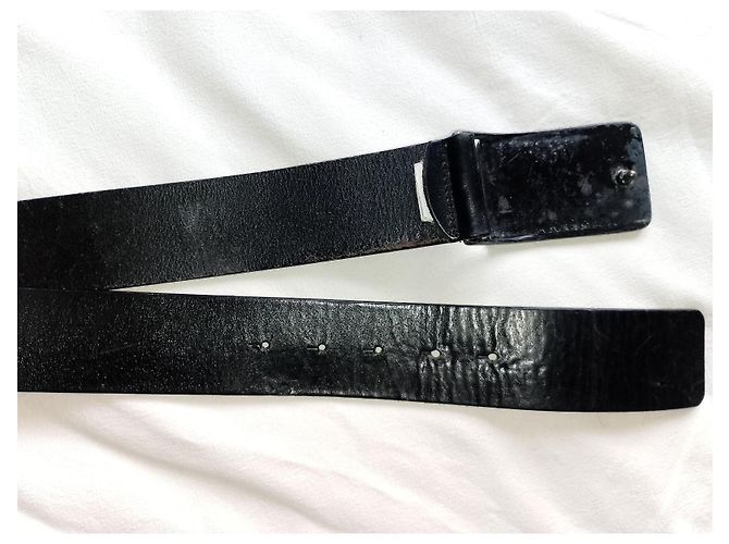 Levi's® Red Tab™ Original Reveted Black Cowhide Leather Belt, Black Metal Buckle - view 5