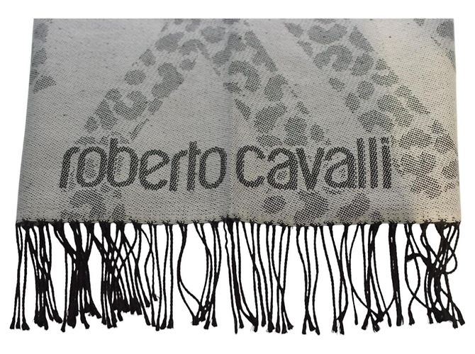 Sciarpa Roberto Cavalli con Logo in Acrilico Grigia Grigio - vista 2