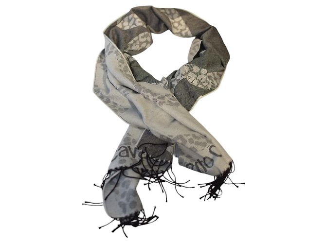 Sciarpa Roberto Cavalli con Logo in Acrilico Grigia Grigio - vista 5