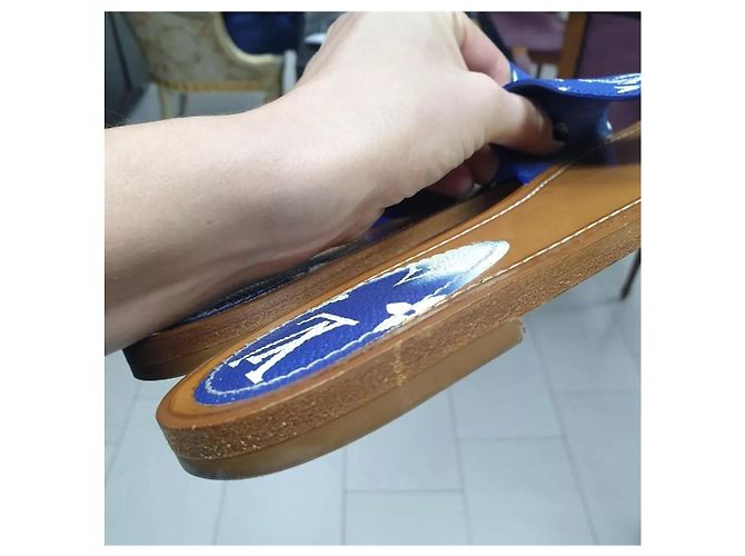 Sandali mule monogramma blu Louis Vuitton, infradito taglia 38 Multicolore - vista 12