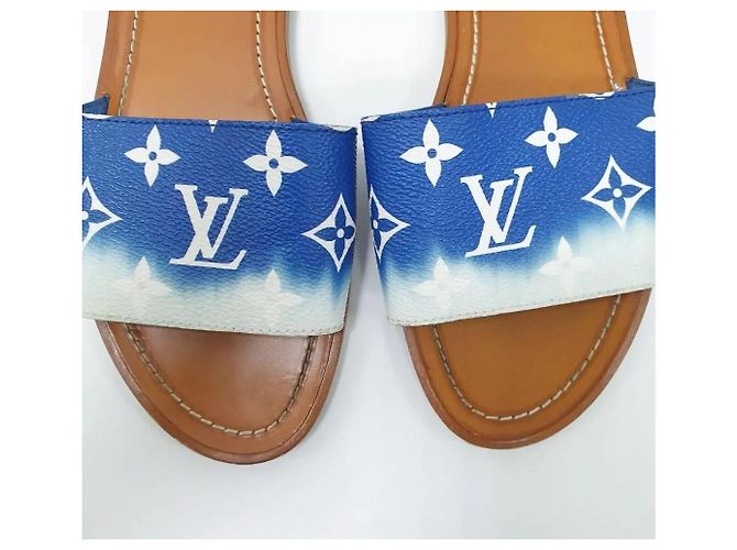 Sandali mule monogramma blu Louis Vuitton, infradito taglia 38 Multicolore - vista 2