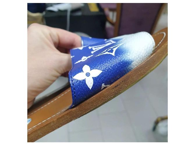 Sandali mule monogramma blu Louis Vuitton, infradito taglia 38 Multicolore - vista 6