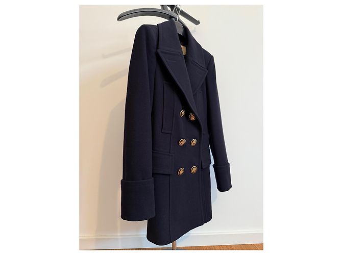 Abrigo corto Burberry de lana azul marino - vista 3