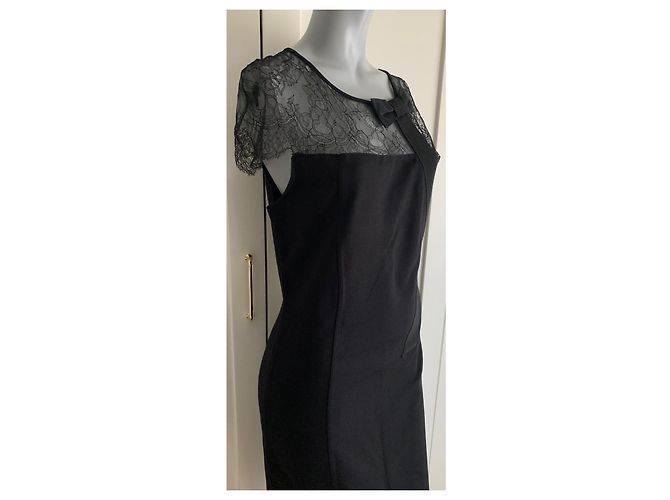 Abito nero in viscosa e pizzo Red Valentino - vista 4