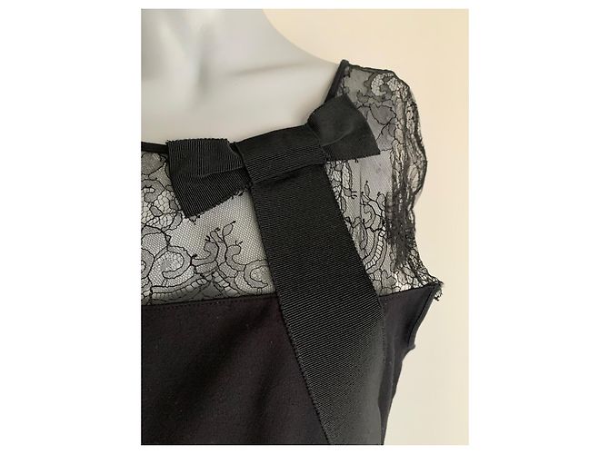 Abito nero in viscosa e pizzo Red Valentino - vista 7