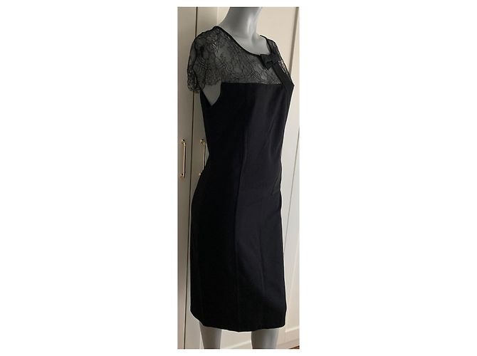 Abito nero in viscosa e pizzo Red Valentino - vista 8