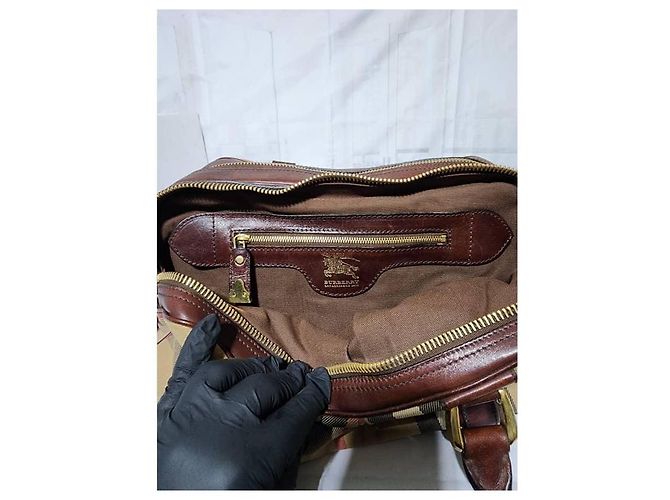 Borsa Ashbury Knight in tela e pelle Nova Check Burberry Beige/Marrone - vista 9