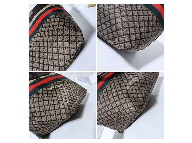 Sac de shopping Gucci en toile Diamante avec web marron/beige - vue 11