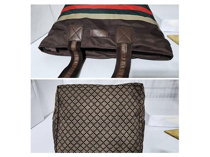 Sac de shopping Gucci en toile Diamante avec web marron/beige - vue 13