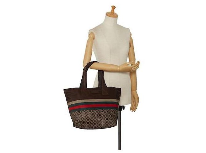 Sac de shopping Gucci en toile Diamante avec web marron/beige - vue 3