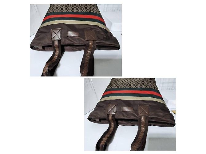 Sac de shopping Gucci en toile Diamante avec web marron/beige - vue 5