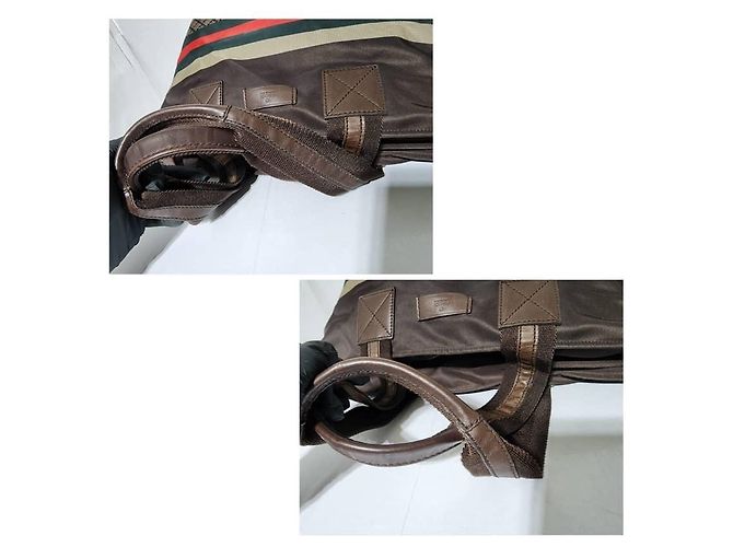 Sac de shopping Gucci en toile Diamante avec web marron/beige - vue 6