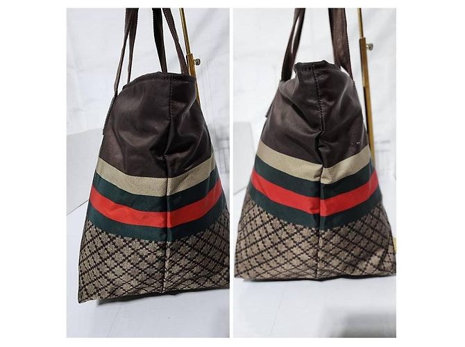 Sac de shopping Gucci en toile Diamante avec web marron/beige - vue 8
